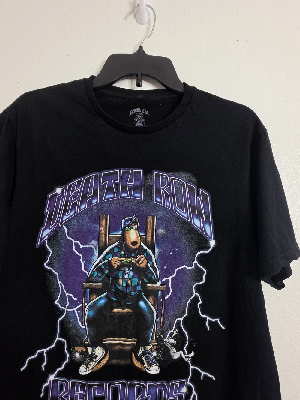 Death Row Records Mens L Black Snoop Dogg Electric Chair Graphic T-Shirt Tee - Picture 4 of 7